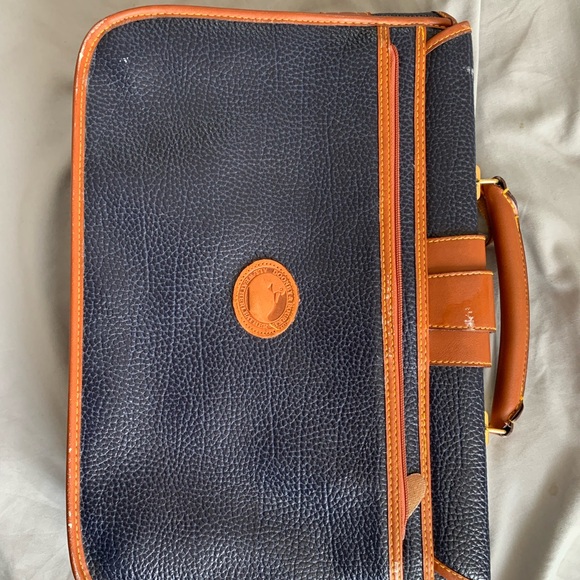 Dooney & Bourke Navy and Tan Leather Briefcase - Picture 7 of 15